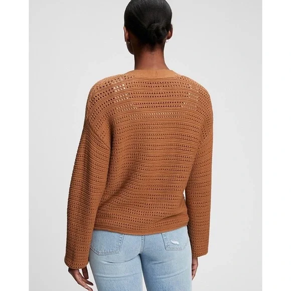 gap | textured button-front cardigan haystack brown l - Picture 11 of 13